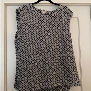 J Crew Black/White Print Sleeveless Top, XL